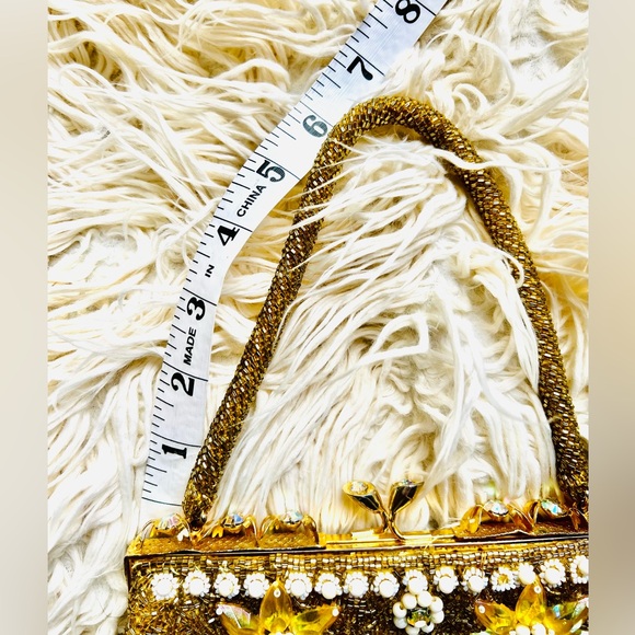 Vintage Hollywood Glam Purse, Bridal Wedding, Party, Beaded Sequins Rhinestones - Picture 9 of 9